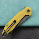 KUBEY KU117C Nova Liner Lock Flipper Folding Pocket Knife Yellow G10 Handle 3.62" Dark Stonewahsed D2