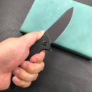 KUBEY KU117B Nova Liner Lock Flipper Folding Pocket Knife Black G10 Handle 3.62" Dark Stonewahsed D2