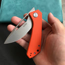 KUBEY KU331H Front Flipper EDC Pocket Folding Knife Orange G10 Handle 3.27"  Blasted Stonewashed  D2
