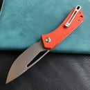 KUBEY KU331H Front Flipper EDC Pocket Folding Knife Orange G10 Handle 3.27"  Blasted Stonewashed  D2