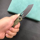 KUBEY KB239F Drake Lliner Lock Folding Knife OD Green G10 Handle 3.74'' Dark Stonewahsed  14C28N