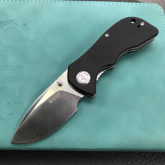 KUBEY  KU180E  Karaji Liner Lock Dual Thumb Studs Open Folding Pocket Knife Black G10 Handle 2.56" Satin  D2