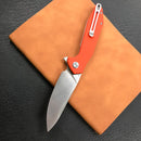 KUBEY KU117D Nova Liner Lock Flipper Folding Pocket Knife Orange G10 Handle Satin D2