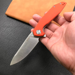 KUBEY KU117D Nova Liner Lock Flipper Folding Pocket Knife Orange G10 Handle Satin D2