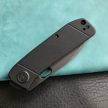 KUBEY KU2104 Hyde Liner Lock Folding Knife black G10 Handle 2.95" Dark Stonewashed 14C28N
