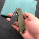 KUBEY KU324C Front Flipper Folding Knife   Green G10 Handle 3.27" Dark Stonewashed D2