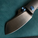 KUBEY KB285C Monsterdog Frame Lock Dual Thumb Studs Folding Knife Titanium Handle 2.95"  Satin M390