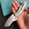KUBEY KB285C Monsterdog Frame Lock Dual Thumb Studs Folding Knife Titanium Handle 2.95"  Satin M390