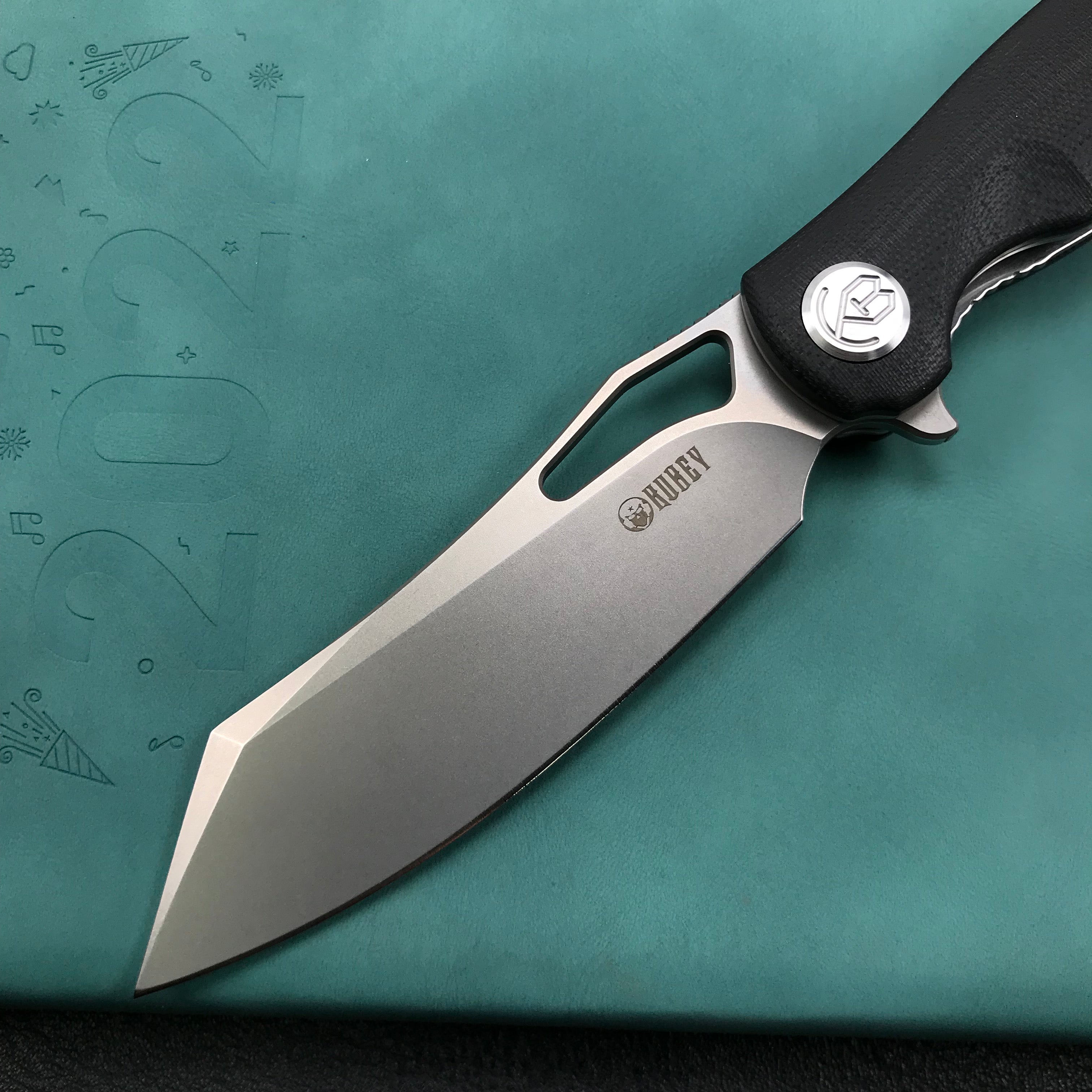 KUBEY KB239E Drake Lliner Lock Folding Knife Black G10 Handle 3.74'' Bead Blasted Stonewashed 14C28N