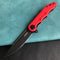 KUBEY KU312C Mizo Liner Lock Flipper Folding Knife Red G10 Handle 3.15" Dark Stonewashed AUS-10