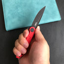 KUBEY KU312C Mizo Liner Lock Flipper Folding Knife Red G10 Handle 3.15" Dark Stonewashed AUS-10