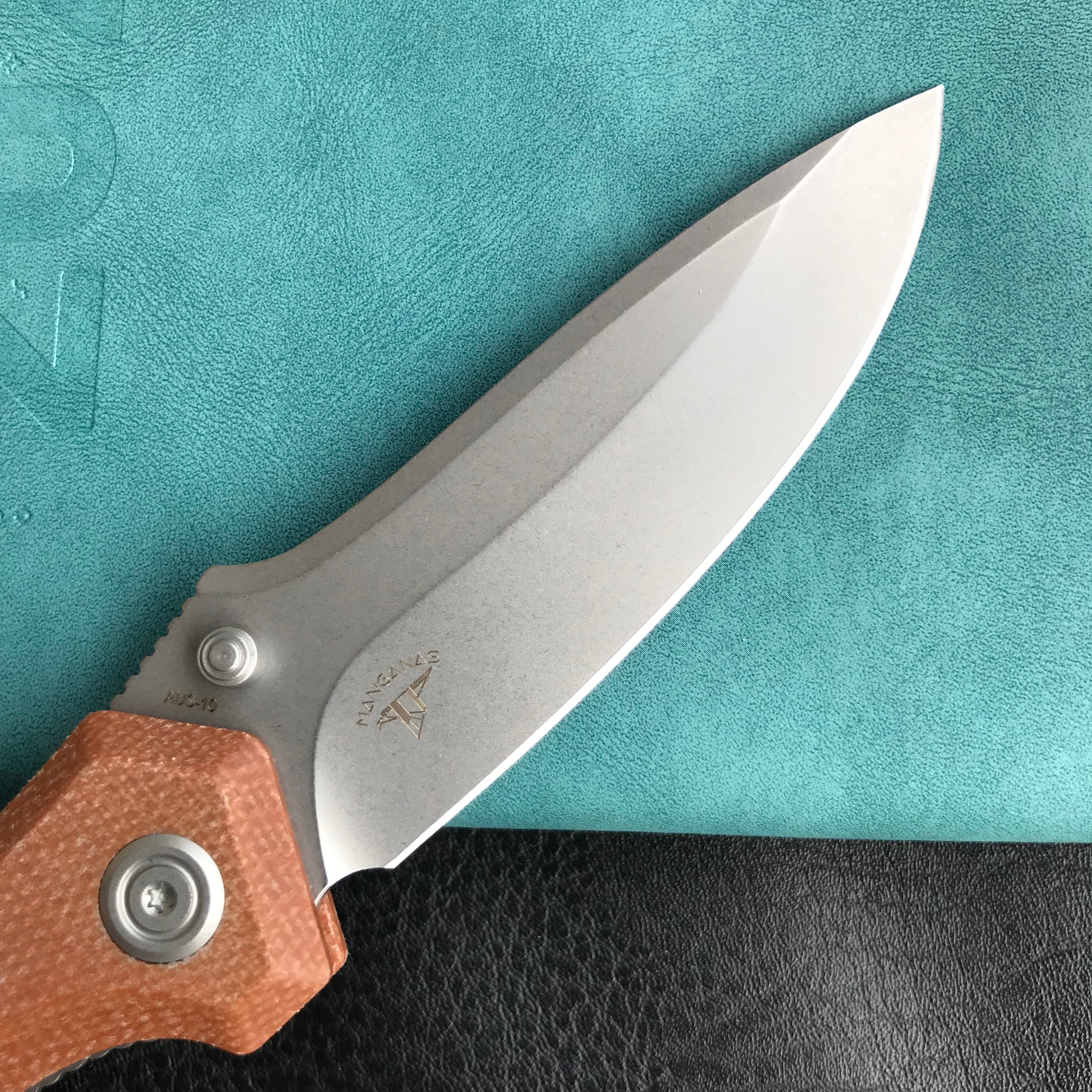 KUBEY KU314M Ruckus Liner Lock Folding Knife Tan Micarta Handle 3.31" Bead Blasted AUS-10