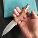 KUBEY KU314M Ruckus Liner Lock Folding Knife Tan Micarta Handle 3.31" Bead Blasted AUS-10