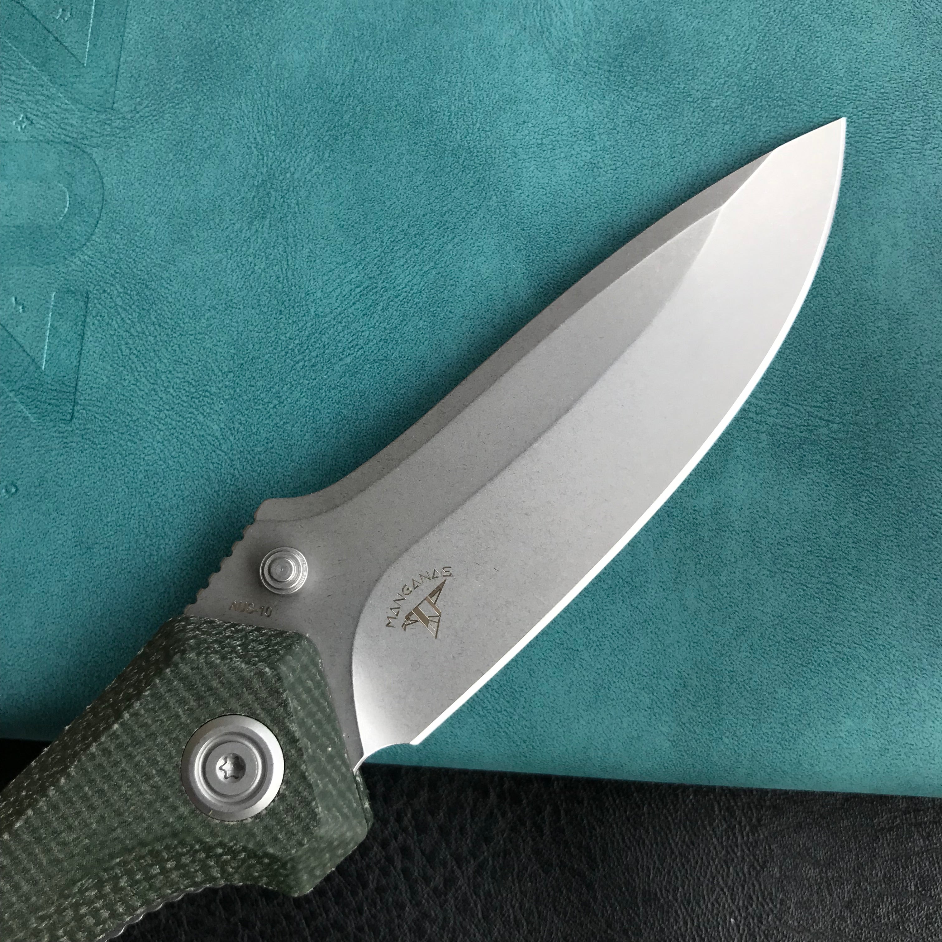 KUBEY KU314N Ruckus Liner Lock Folding Knife Green Micarta Handle 3.31" Bead Blasted AUS-10