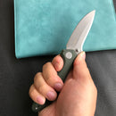 KUBEY KU314N Ruckus Liner Lock Folding Knife Green Micarta Handle 3.31" Bead Blasted AUS-10