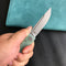 KUBEY KU2102B Akino Lockback Pocket Folding Knife Jade  G10 Handle 3.15" Bead Blasted Sandvik 14C28N