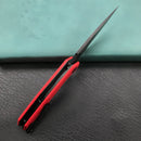 KUBEY KU122H Liner Lock Thumb Open Folding Knife Red G10 Handle 3.11" Dark Stonewahsed D2
