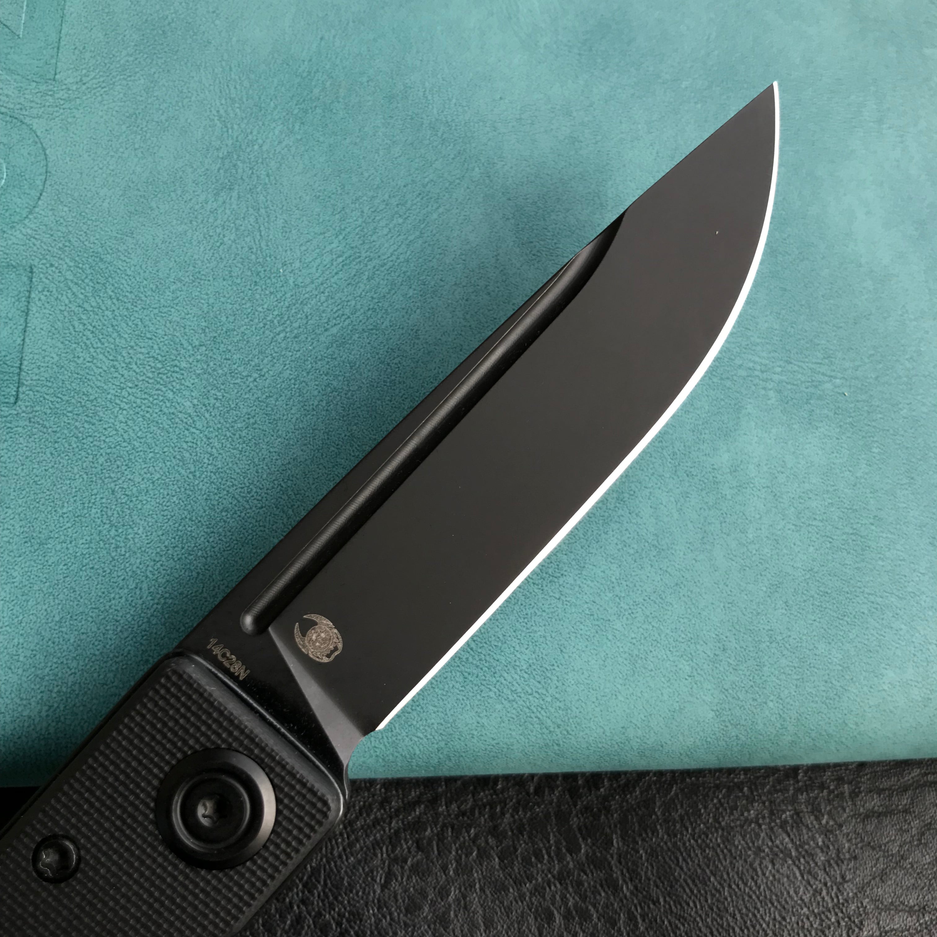 KUBEY KU2102D Akino Lockback Pocket Folding Knife Black G10 Handle 3.15" Blackwashed Sandvik 14C28N