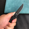 KUBEY KU2102D Akino Lockback Pocket Folding Knife Black G10 Handle 3.15" Blackwashed Sandvik 14C28N
