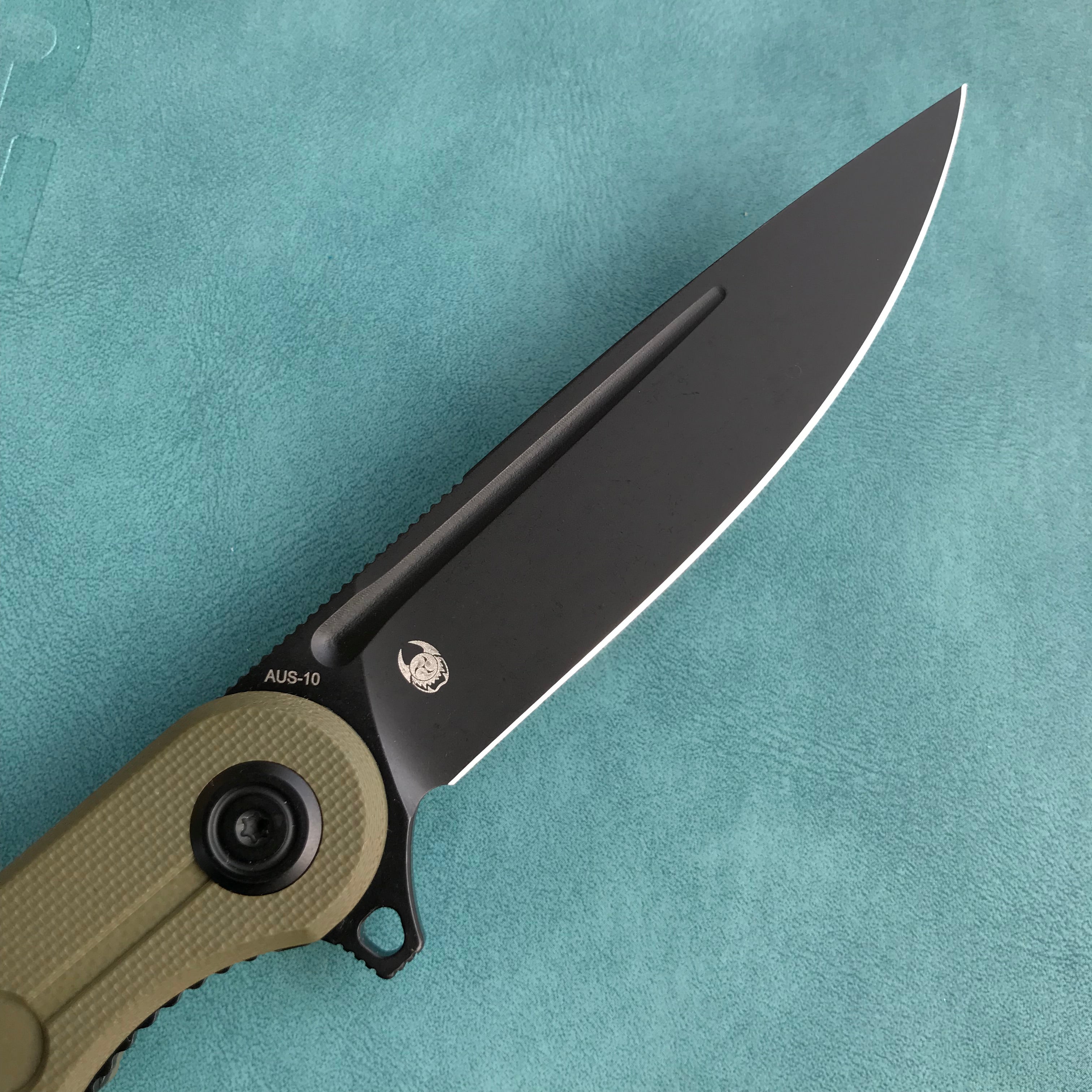 KUBEY KU312D Mizo Liner Lock Flipper Folding Knife Green G10 Handle 3.15" Blackwashed AUS-10