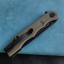 KUBEY KU312D Mizo Liner Lock Flipper Folding Knife Green G10 Handle 3.15" Blackwashed AUS-10