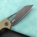 KUBEY  KU291E Vagrant Liner Lock Folding Knife green G10 Handle (3.1" Dark Stonewashed AUS-10)