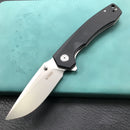 KUBEY KU901A Liner Lock Flipper Folding Knife Black G10 Handle 3.27"  Blasted Stonewashed  D2