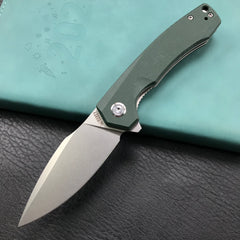 KUBEY KU901G Liner Lock Flipper Folding Knife Green G10 Handle 3.27"  Blasted Stonewashed  D2