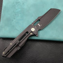 KUBEY KB290B Atlas Frame Lock Tactical Flipper Knife Black Titanium Handle 3.7" Black Stone Wash S35VN