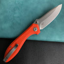 KUBEY KU314H Ruckus Liner Lock Folding Knife Orange G10 Handle 3.31" Bead Blasted AUS-10