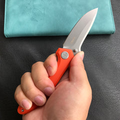 KUBEY KU314H Ruckus Liner Lock Folding Knife Orange G10 Handle 3.31" Bead Blasted AUS-10