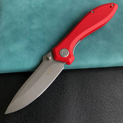 KUBEY KU314J Ruckus Liner Lock Folding Knife Red G10 Handle 3.31" Bead Blasted AUS-10