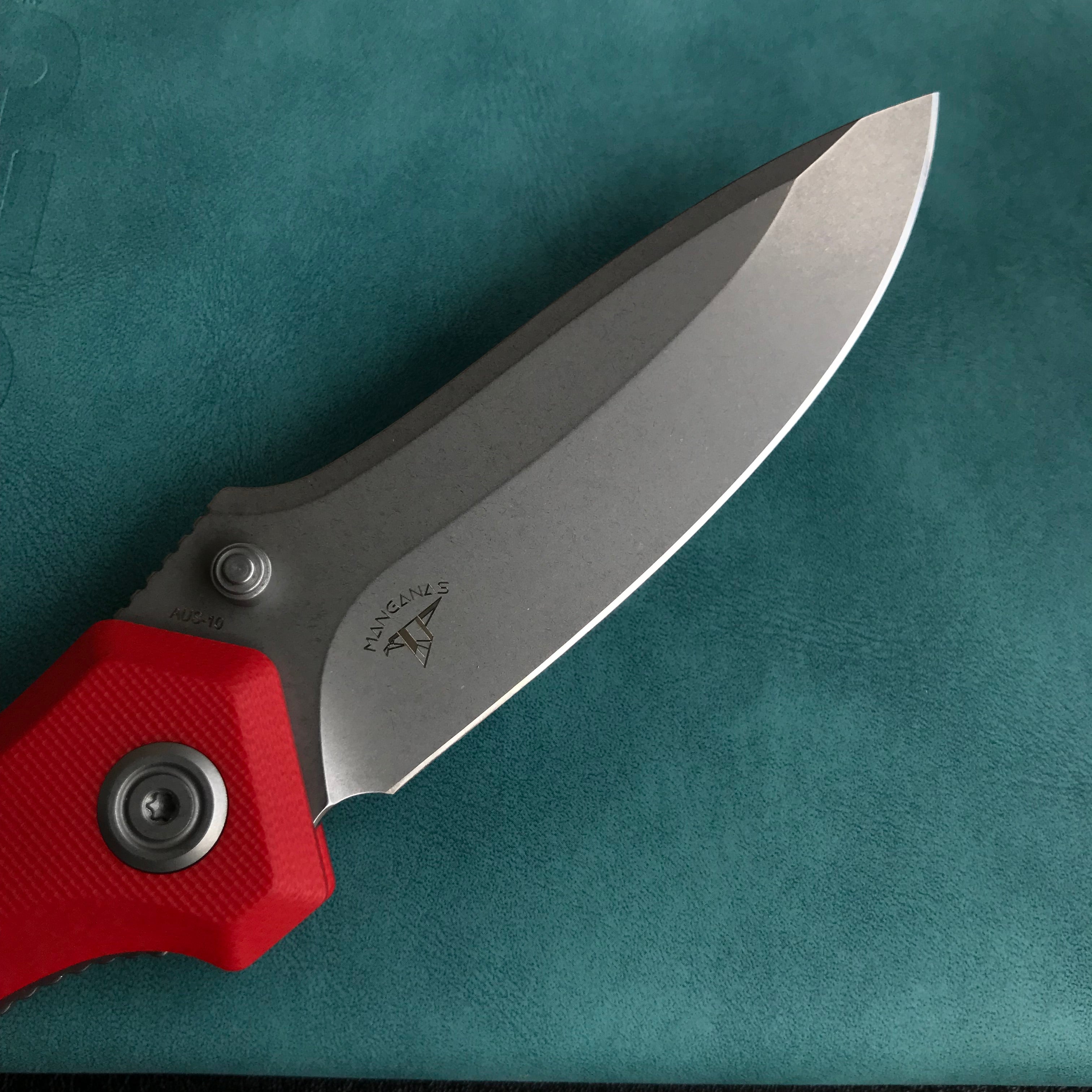 KUBEY KU314J Ruckus Liner Lock Folding Knife Red G10 Handle 3.31" Bead Blasted AUS-10