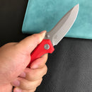 KUBEY KU314J Ruckus Liner Lock Folding Knife Red G10 Handle 3.31" Bead Blasted AUS-10