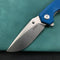 KUBEY KU901B Liner Lock Flipper Folding Knife Blue G10 Handle 3.27" Blasted Stonewashed  D2