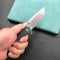 KUBEY KU901I Liner Lock Flipper Folding Knife Green G10 Handle 3.27" Blasted Stonewashed D2