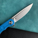 KUBEY  KU312J Mizo Liner Lock Flipper Folding Knife Blue G10 Handle 3.15" Bead Blast AUS-10