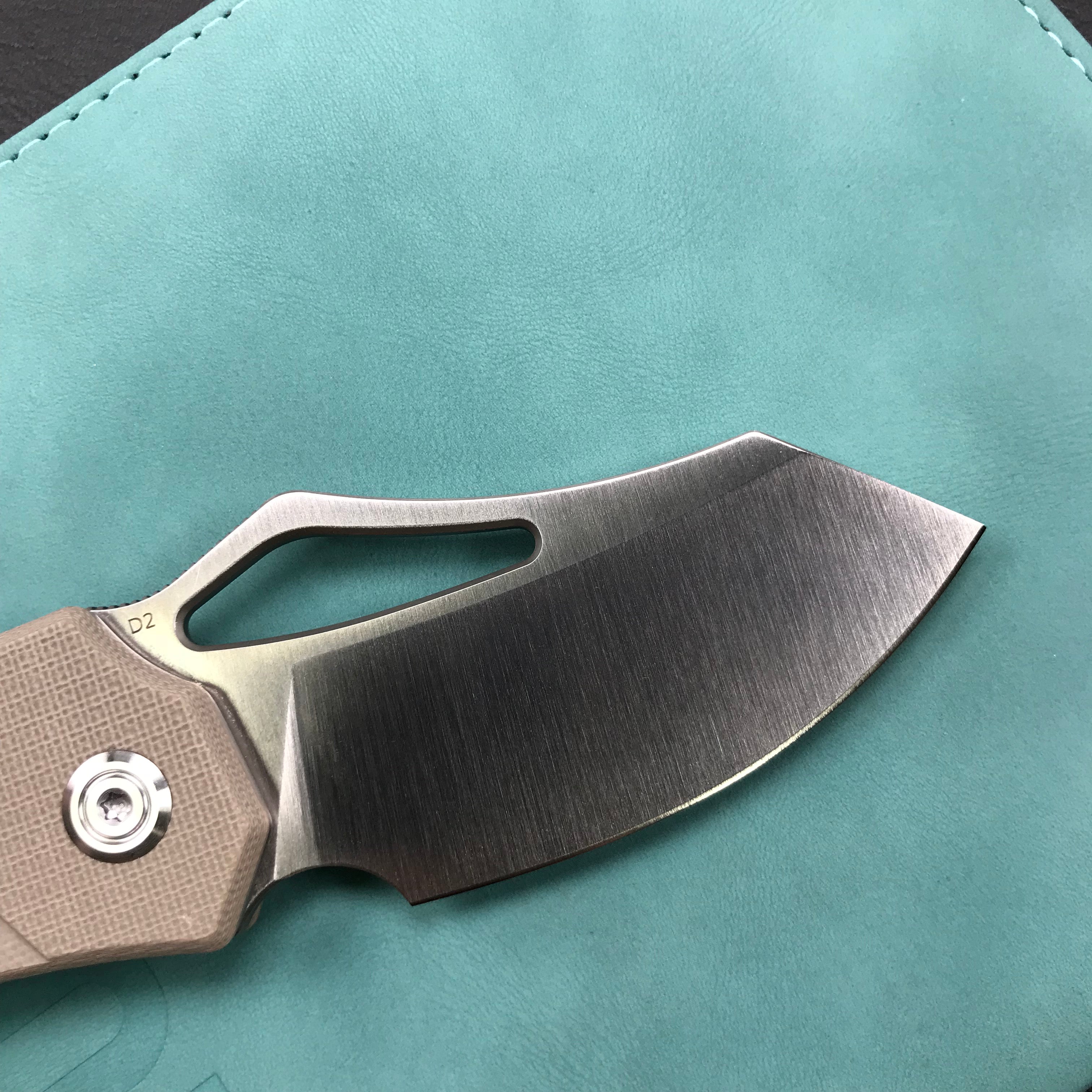 KUBEY KU335B Liner Lock Flipper Folding Knife Tan G10 Handle 2.95" Satin D2