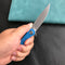 KUBEY  KU312J Mizo Liner Lock Flipper Folding Knife Blue G10 Handle 3.15" Bead Blast AUS-10