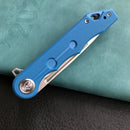 KUBEY  KU312J Mizo Liner Lock Flipper Folding Knife Blue G10 Handle 3.15" Bead Blast AUS-10
