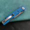 KUBEY  KU312J Mizo Liner Lock Flipper Folding Knife Blue G10 Handle 3.15" Bead Blast AUS-10