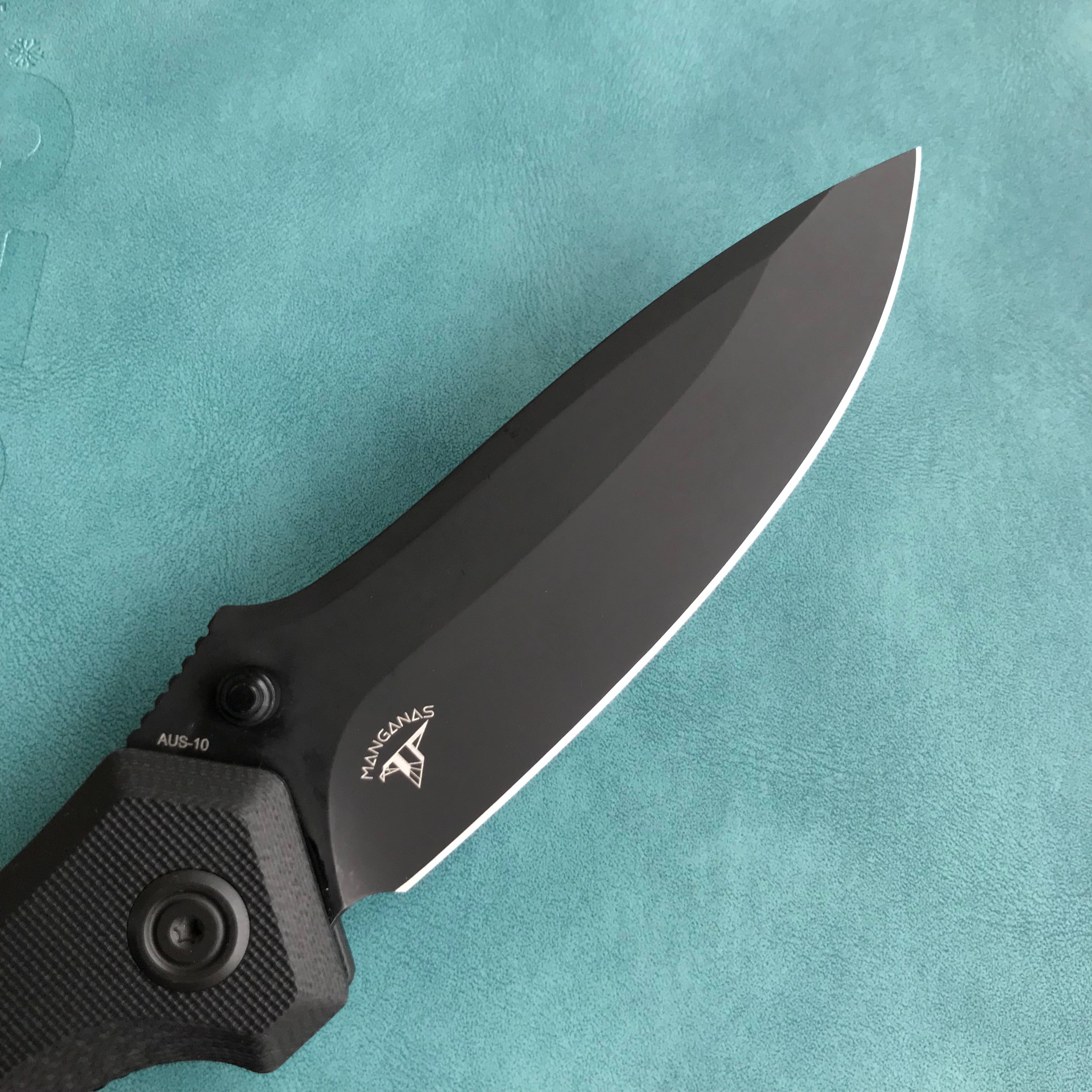 KUBEY KU314O Ruckus Liner Lock Folding Knife Black G10 Handle 3.31" Dark Stonewashed AUS-10