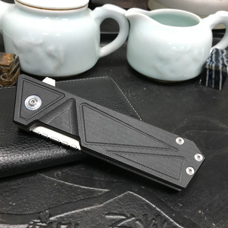 KUBEY Avenger KU104A EDC Folding Knife [3.35"Sandblast Tanto Point AUS10, G10]