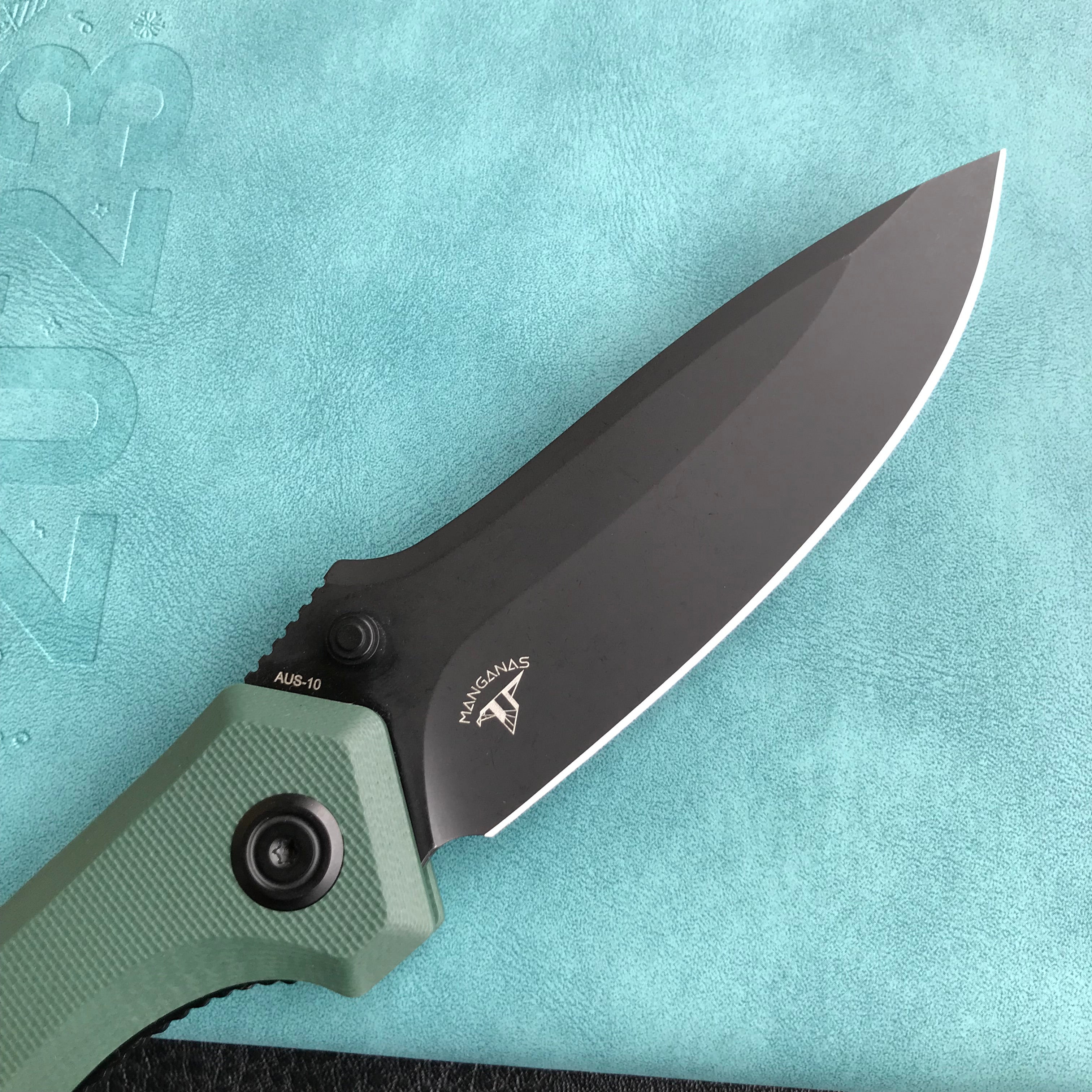 KUBEY KU314L Ruckus Liner Lock Folding Knife Green G10 Handle 3.31" Blackwashed AUS-10