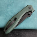 KUBEY KU314L Ruckus Liner Lock Folding Knife Green G10 Handle 3.31" Blackwashed AUS-10
