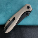 KUBEY KU314K Ruckus Liner Lock Folding Knife Tan G10 Handle 3.31" Blackwashed AUS-10