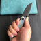 KUBEY KU344J Momentum Sherif Manganas Design Liner Lock Front Flipper / Dual Studs Open Folding Knife Jade G10 Handle 3.43" Dark Stonewashed AUS-10