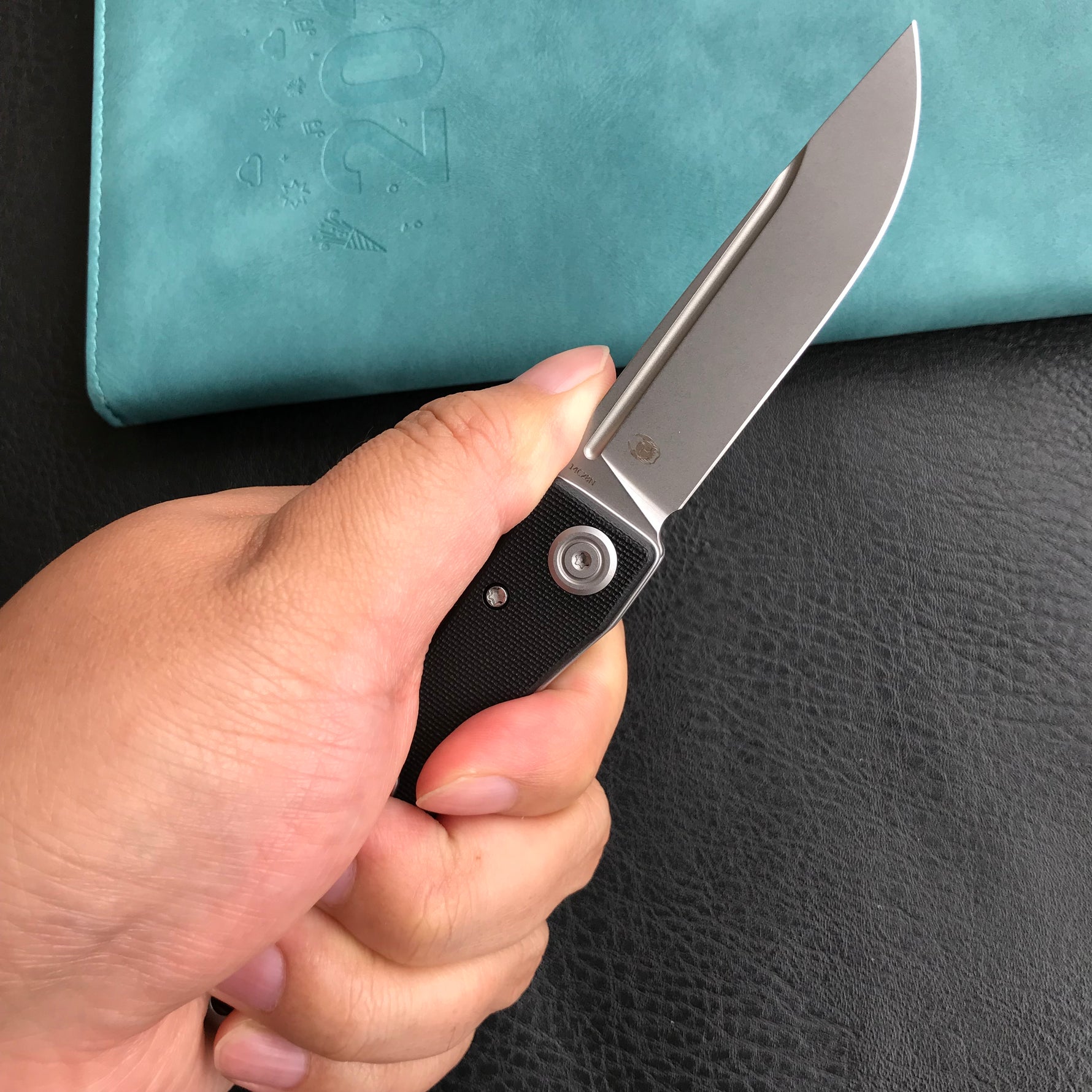 KUBEY KU2102A Akino Lockback Pocket Folding Knife Black G10 Handle 3.15" Bead Blasted Sandvik 14C28N