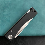 KUBEY KU2102A Akino Lockback Pocket Folding Knife Black G10 Handle 3.15" Bead Blasted Sandvik 14C28N