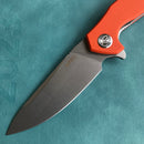 KUBEY KU117H Nova Liner Lock Flipper Folding Pocket Knife Orange G10 Handle Blasted Stonewashed  D2